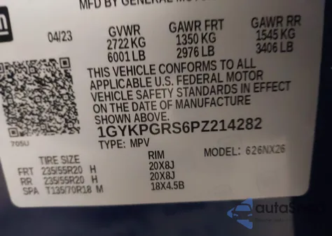 2023 Cadillac Xt6 Awd Sport z USA, uszkodzony, nr VIN 1GYKPGRS6PZ214282